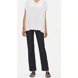 Eileen Fisher Womens 24W Black Denim Jeans Organic Cotton Blend Straight